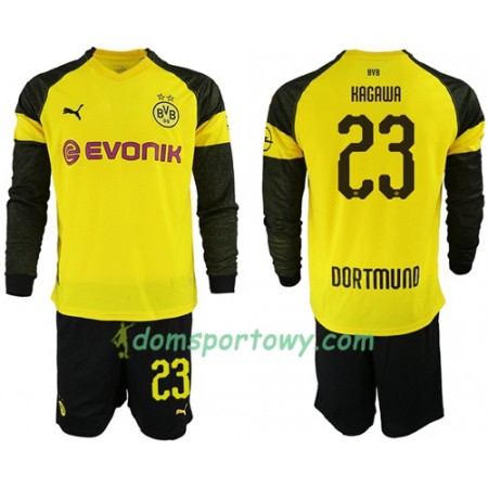 Koszulka Borussia Dortmund Kagawa 23 Dziecięcy Domowe Koszulki Piłkarskie 2018-2019 Długi Rękaw